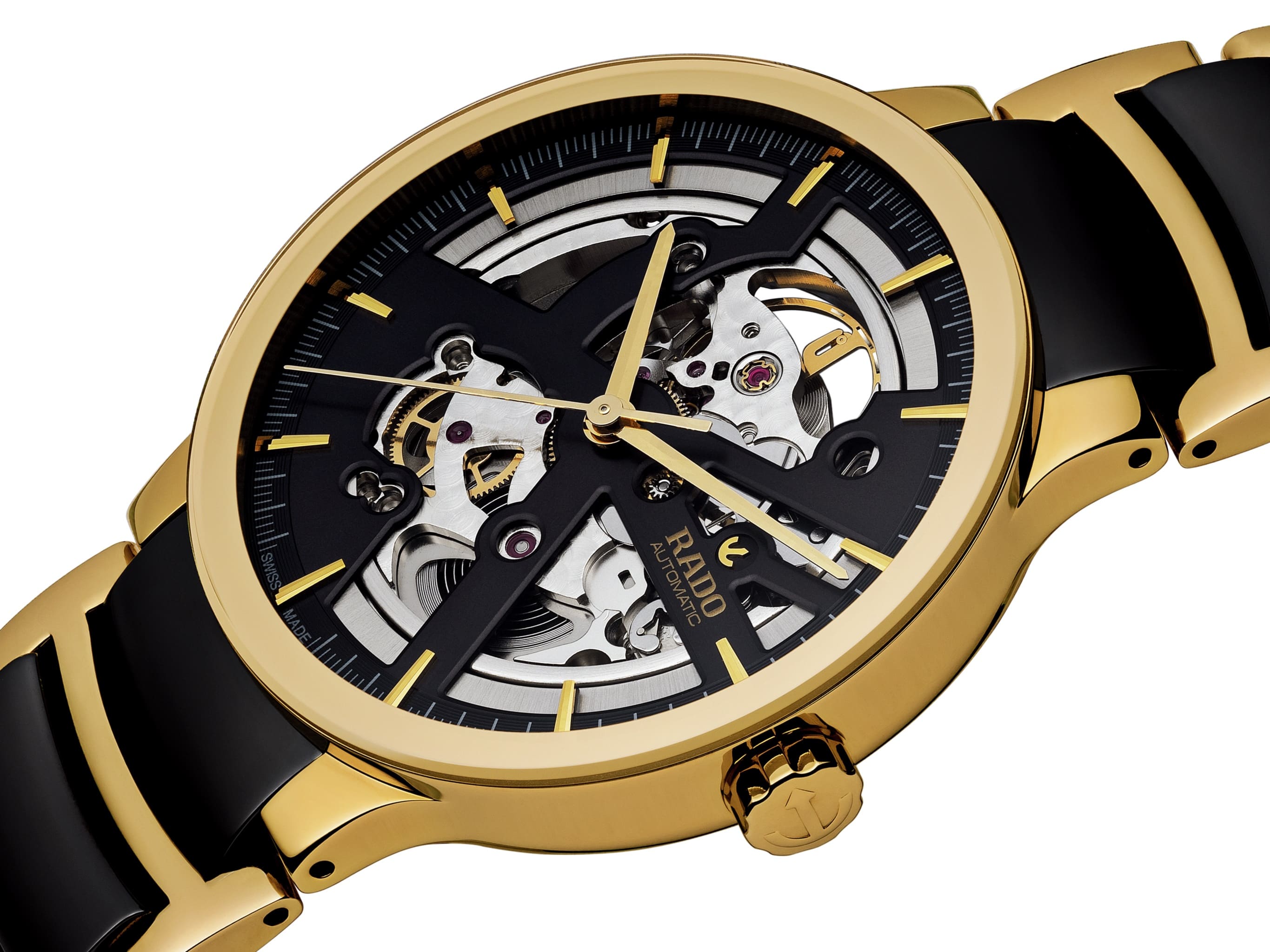 RADO Centrix Open Heart שחור וזהב RADO Centrix Open Heart שחור וזהב