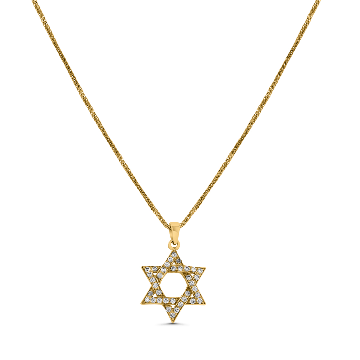 שרשרת ותליון מגן דוד זהב צהוב 14K משובץ יהלומים - JP129 שרשרת ותליון מגן דוד זהב צהוב 14K משובץ יהלומים - JP129