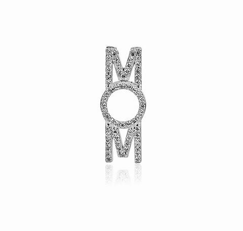 תליון MOM בזהב לבן 14K משובץ זרקונים - JP191 - גודל גדול תליון MOM בזהב לבן 14K משובץ זרקונים - JP191 - גודל גדול