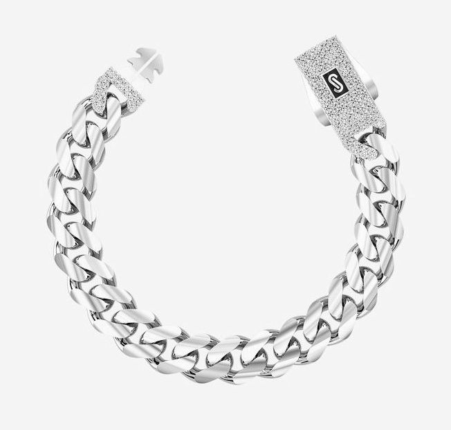 צמיד גורמט חוליות קובני יוקרתי לגבר זהב לבן - JB215 MONACO CHAIN צמיד גורמט חוליות קובני יוקרתי לגבר זהב לבן - JB215 MONACO CHAIN