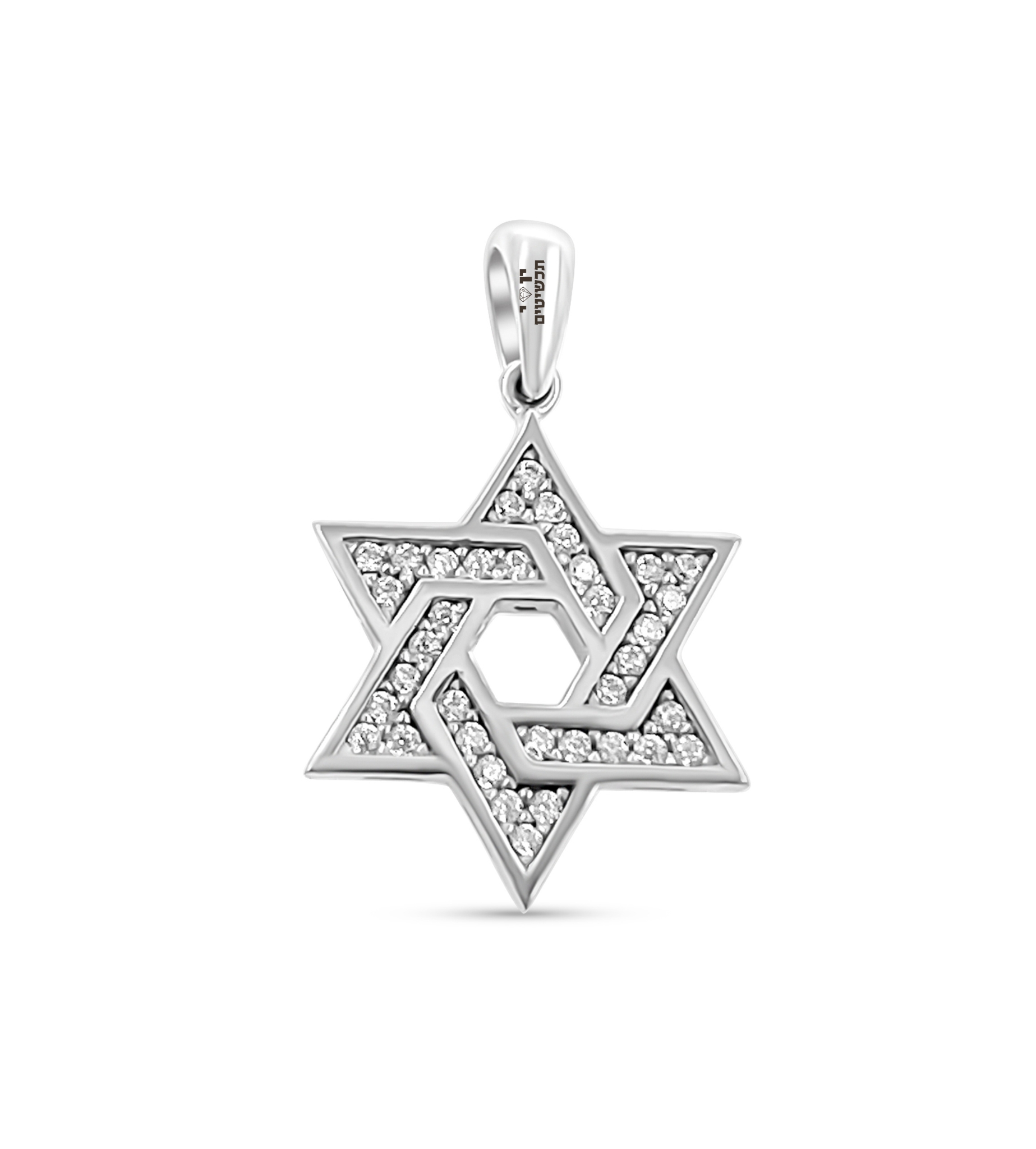 תליון מגן דוד בזהב לבן 14K משובץ זרקונים - JP242 תליון מגן דוד בזהב לבן 14K משובץ זרקונים - JP242