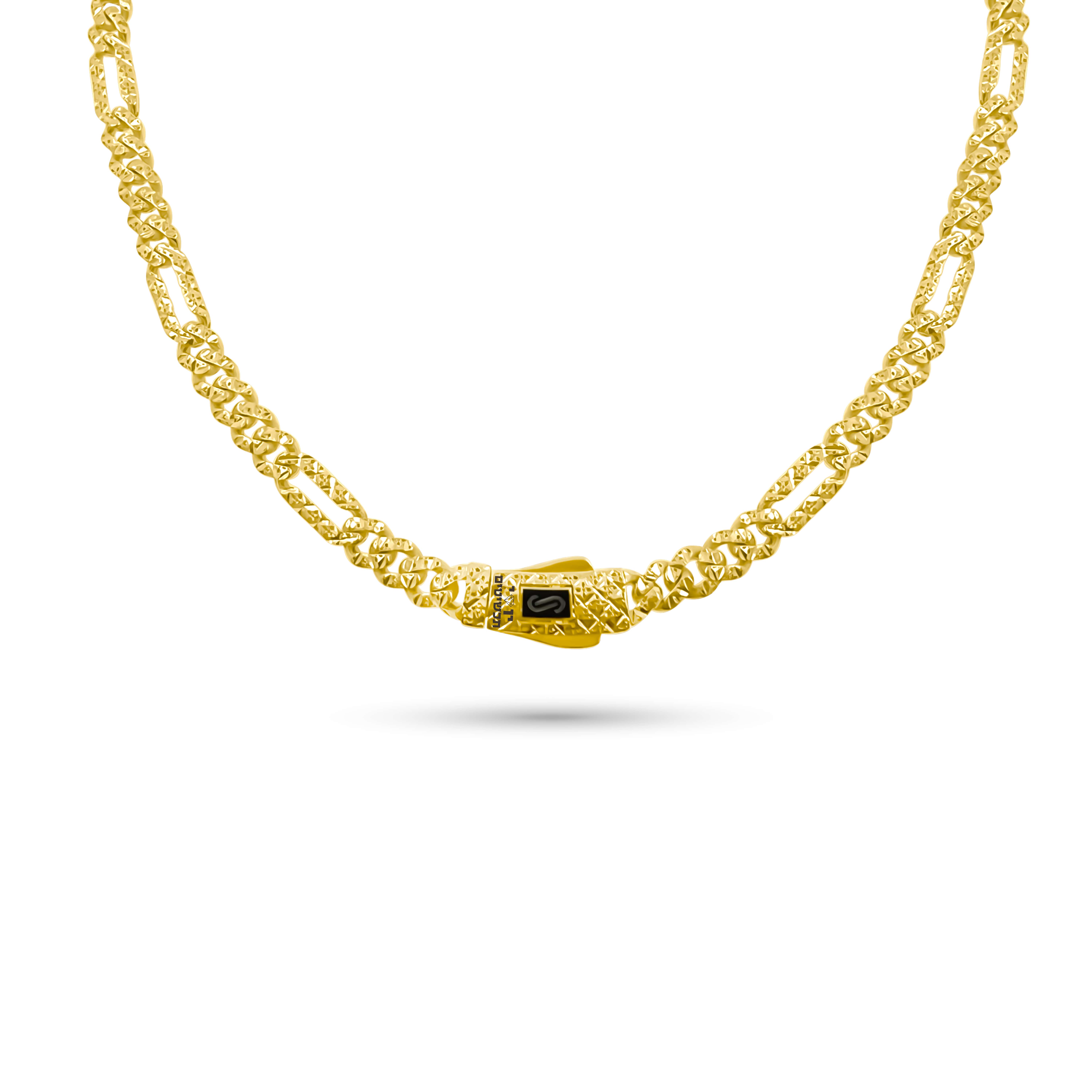 שרשרת חוליות יוקרתית MONACO CHAIN דוגמת פיגארו בזהב 14K צהוב - JN074 שרשרת חוליות יוקרתית MONACO CHAIN דוגמת פיגארו בזהב 14K צהוב - JN074