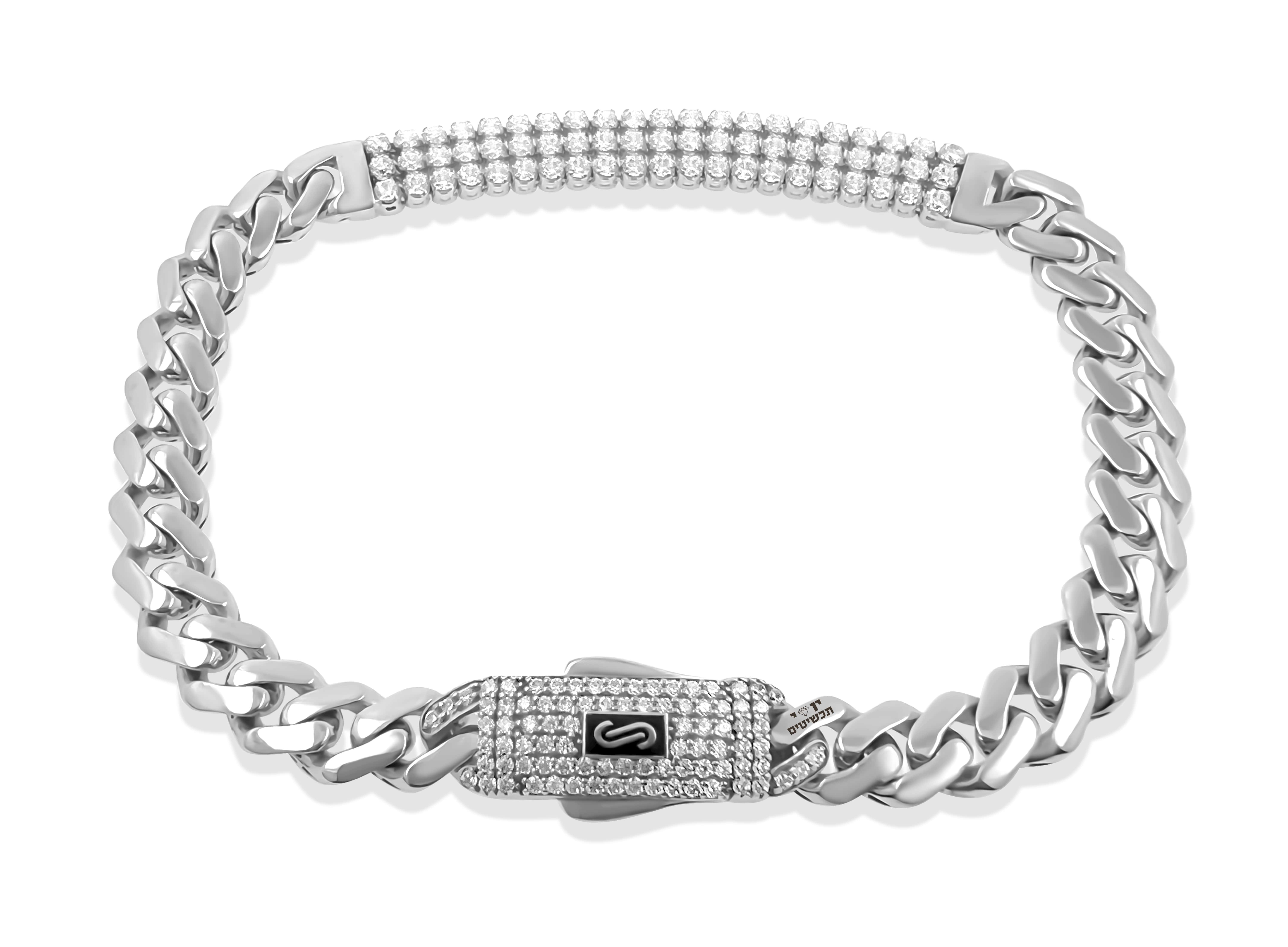 צמיד חוליות זהב לבן 14K יוקרתית JB340 - MONACO CHAIN צמיד חוליות זהב לבן 14K יוקרתית JB340 - MONACO CHAIN