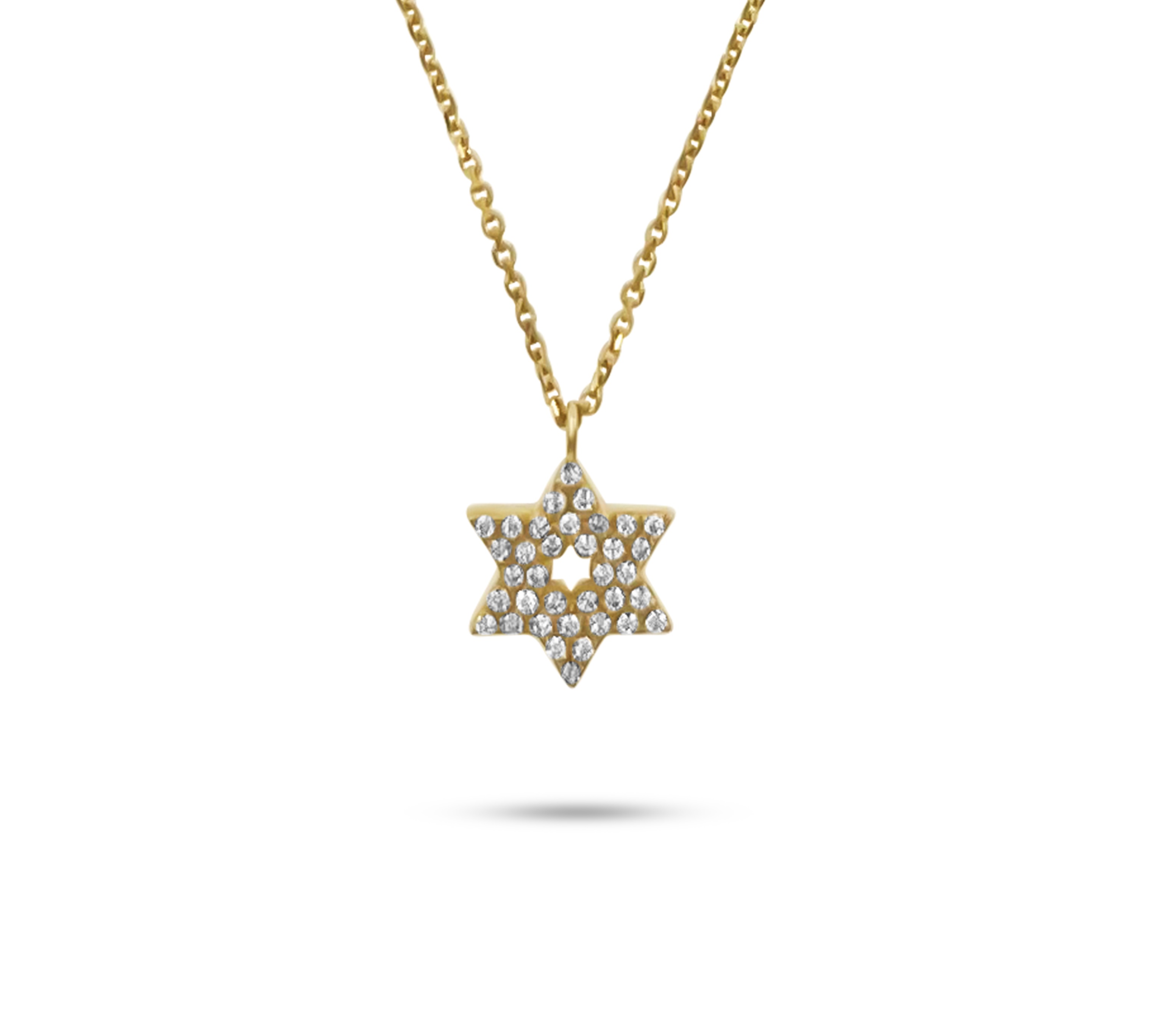 שרשרת ותליון מגן דוד בזהב צהוב 14K משובץ יהלומים - JP195 שרשרת ותליון מגן דוד בזהב צהוב 14K משובץ יהלומים - JP195