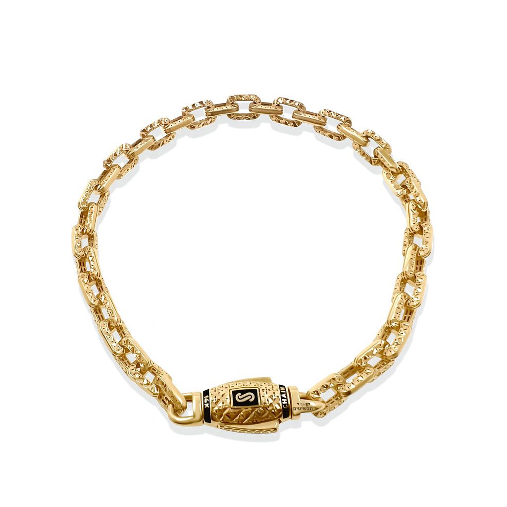 צמיד חוליות זהב אדום 14K יוקרתי JB343 - MONACO CHAIN צמיד חוליות זהב אדום 14K יוקרתי JB343 - MONACO CHAIN