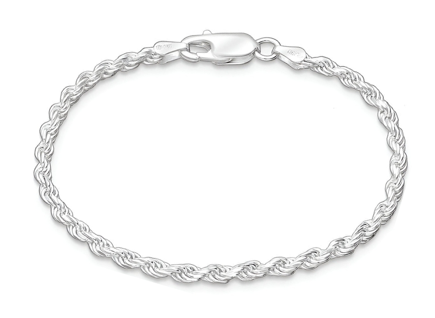 צמיד חבל קלוע 3MM כסף JMN118 - S925 צמיד חבל קלוע 3MM כסף JMN118 - S925