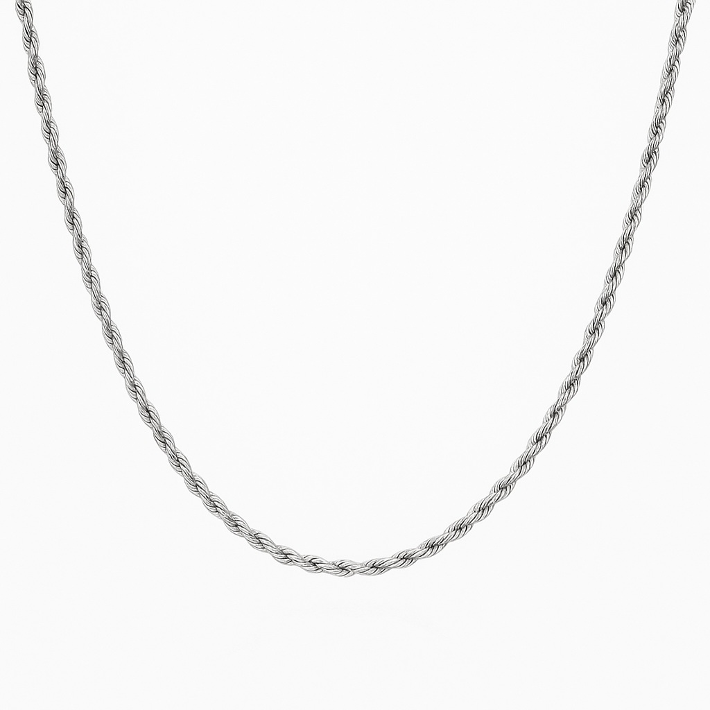שרשרת חבל קלוע 3MM עשויה כסף 925 - JMN119 שרשרת חבל קלוע 3MM עשויה כסף 925 - JMN119