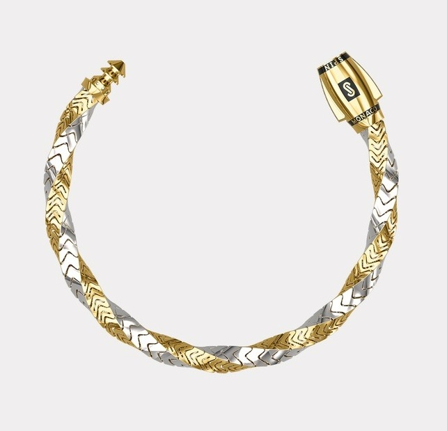 צמיד זהב יוקרתי MONACO CHAIN זהב 14K צהוב ולבן - JB400 צמיד זהב יוקרתי MONACO CHAIN זהב 14K צהוב ולבן - JB400