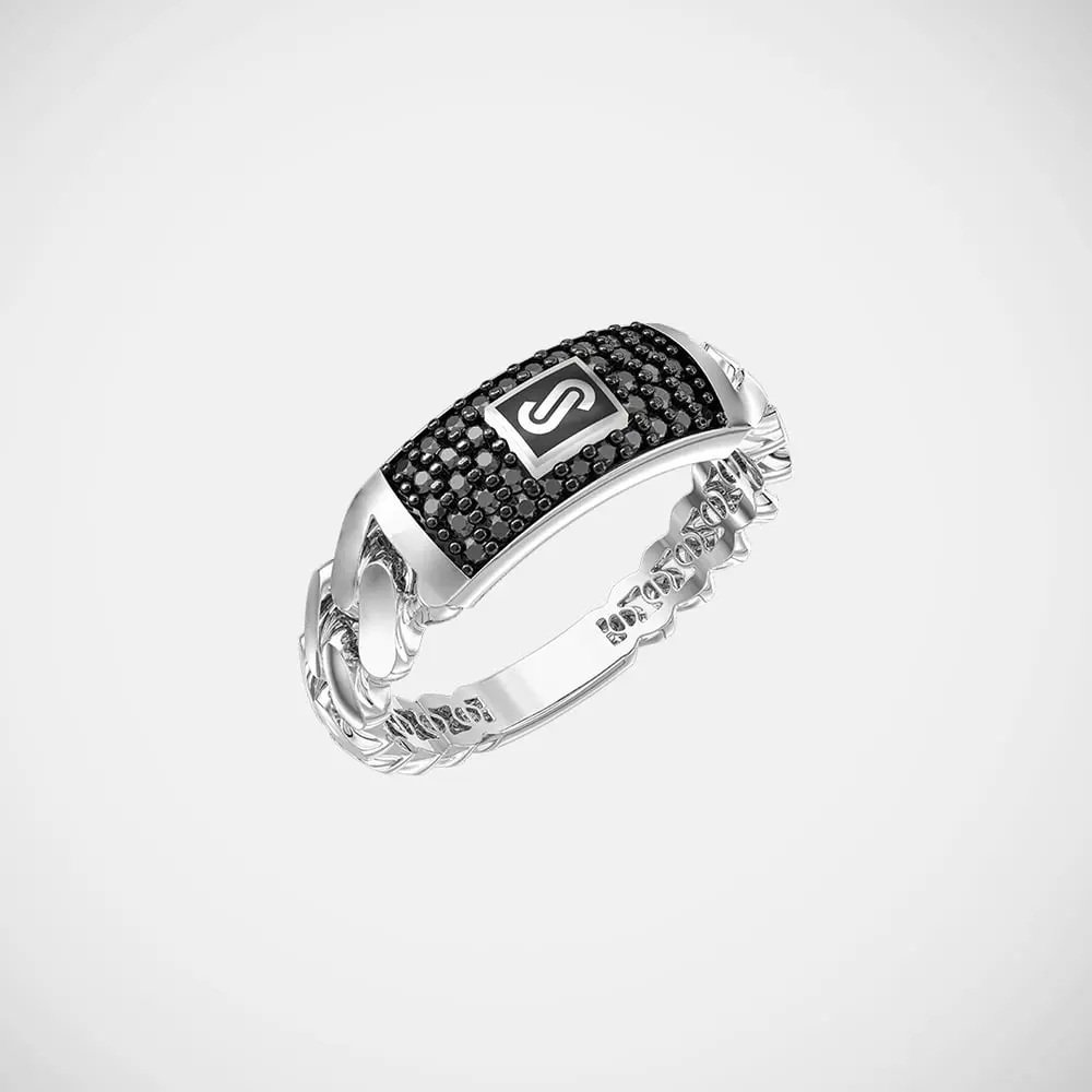 טבעת זהב לבן 14K יוקרתית מבית JB500 - MONACO CHAIN טבעת זהב לבן 14K יוקרתית מבית JB500 - MONACO CHAIN
