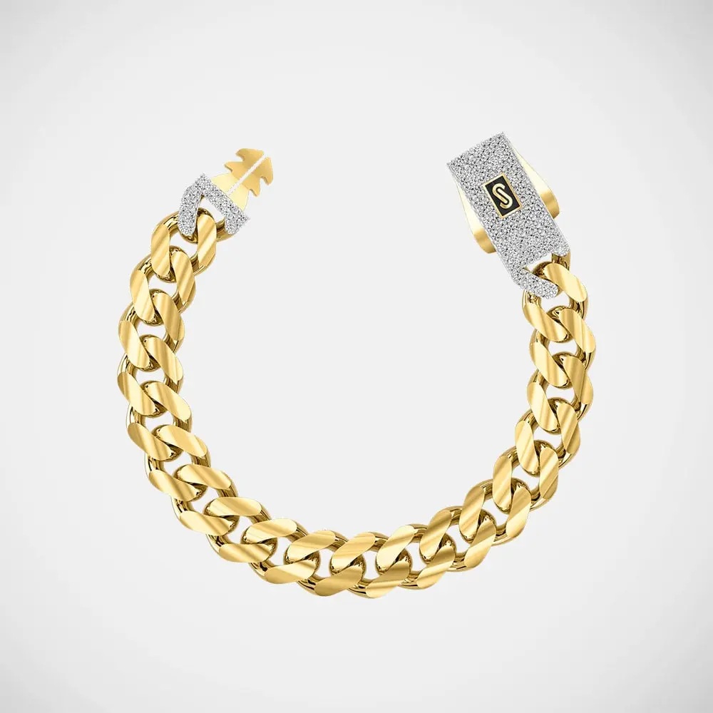 צמיד זהב 14K צהוב יוקרתי JB411 - MONACO CHAIN צמיד זהב 14K צהוב יוקרתי JB411 - MONACO CHAIN