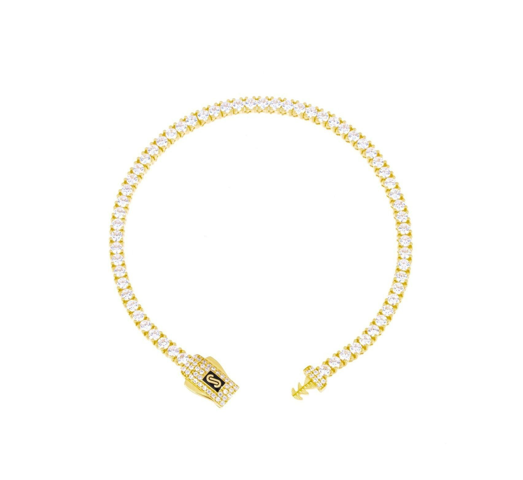צמיד טניס זהב צהוב 14K משובץ סברובסקי - JB423 - MONACO CHAIN צמיד טניס זהב צהוב 14K משובץ סברובסקי - JB423 - MONACO CHAIN