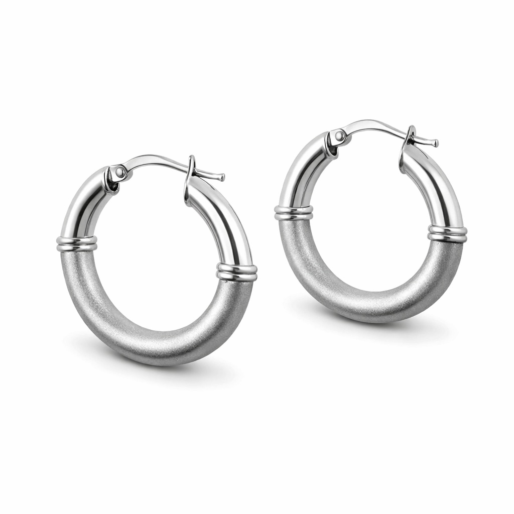 זוג עגילי חישוק ג'יפסי בזהב לבן 14K קוטר JE402 - 23MM זוג עגילי חישוק ג'יפסי בזהב לבן 14K קוטר JE402 - 23MM