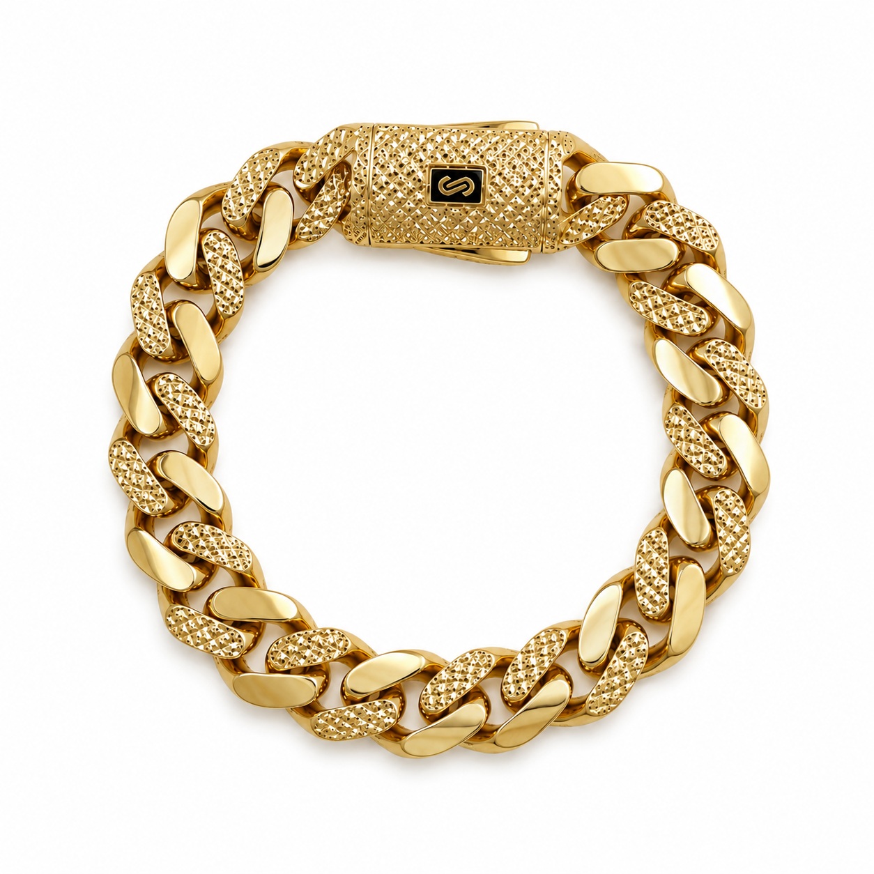 צמיד חוליות קובני זהב 14K יוקרתי לגבר - JB455 - MONACO CHAIN צמיד חוליות קובני זהב 14K יוקרתי לגבר - JB455 - MONACO CHAIN