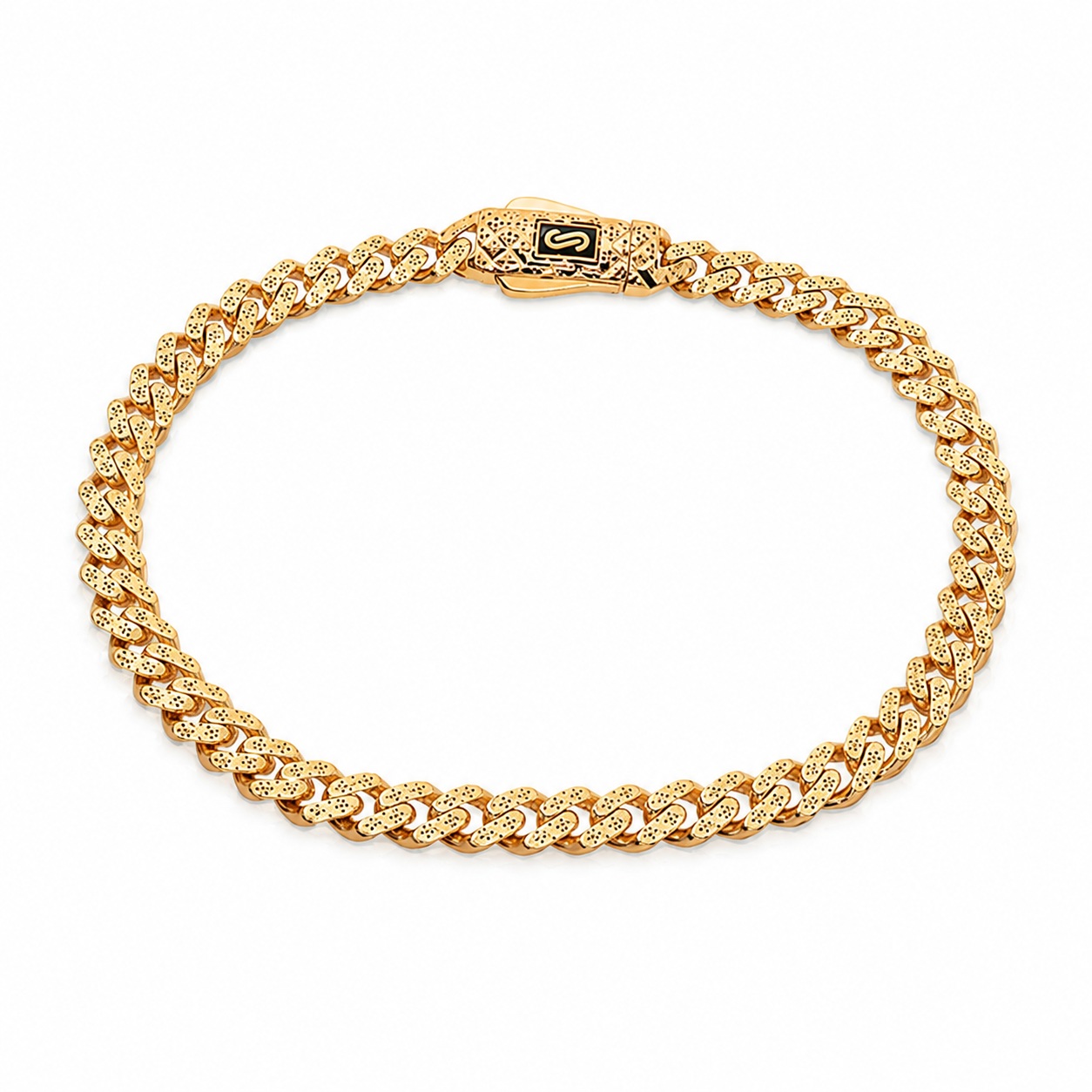 צמיד MONACO CHAIN קלאסי זהב צהוב 14K בגימור חריטת לייזר - רוחב 6.5 מ"מ צמיד MONACO CHAIN קלאסי זהב צהוב 14K בגימור חריטת לייזר - רוחב 6.5 מ"מ