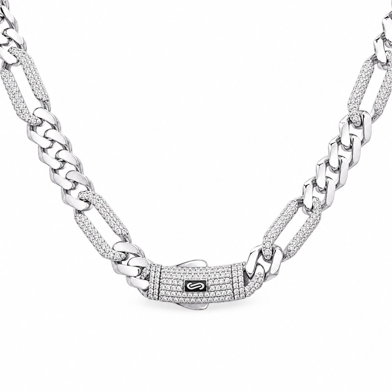 ����� ��� ��� 14K MONACO CHAIN FIGARO JN124 ������ Swarovski - ���� 6.5 �"�