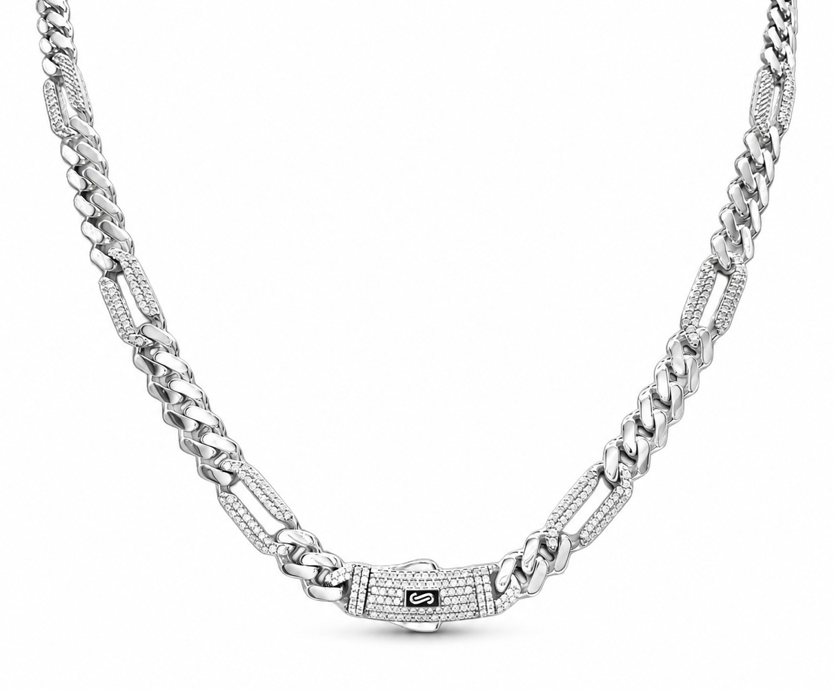 ����� ��� ��� 14K MONACO CHAIN FIGARO JN124 ������ Swarovski - ���� 6.5 �"�
