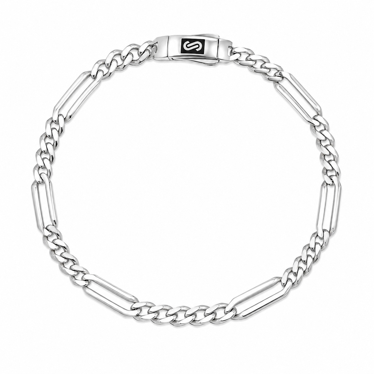 צמיד MONACO CHAIN FIGARO ULTRA THIN JB486 זהב לבן 14K - פיגארו 5 ו-1 רוחב 4 מ"מ צמיד MONACO CHAIN FIGARO ULTRA THIN JB486 זהב לבן 14K - פיגארו 5 ו-1 רוחב 4 מ"מ