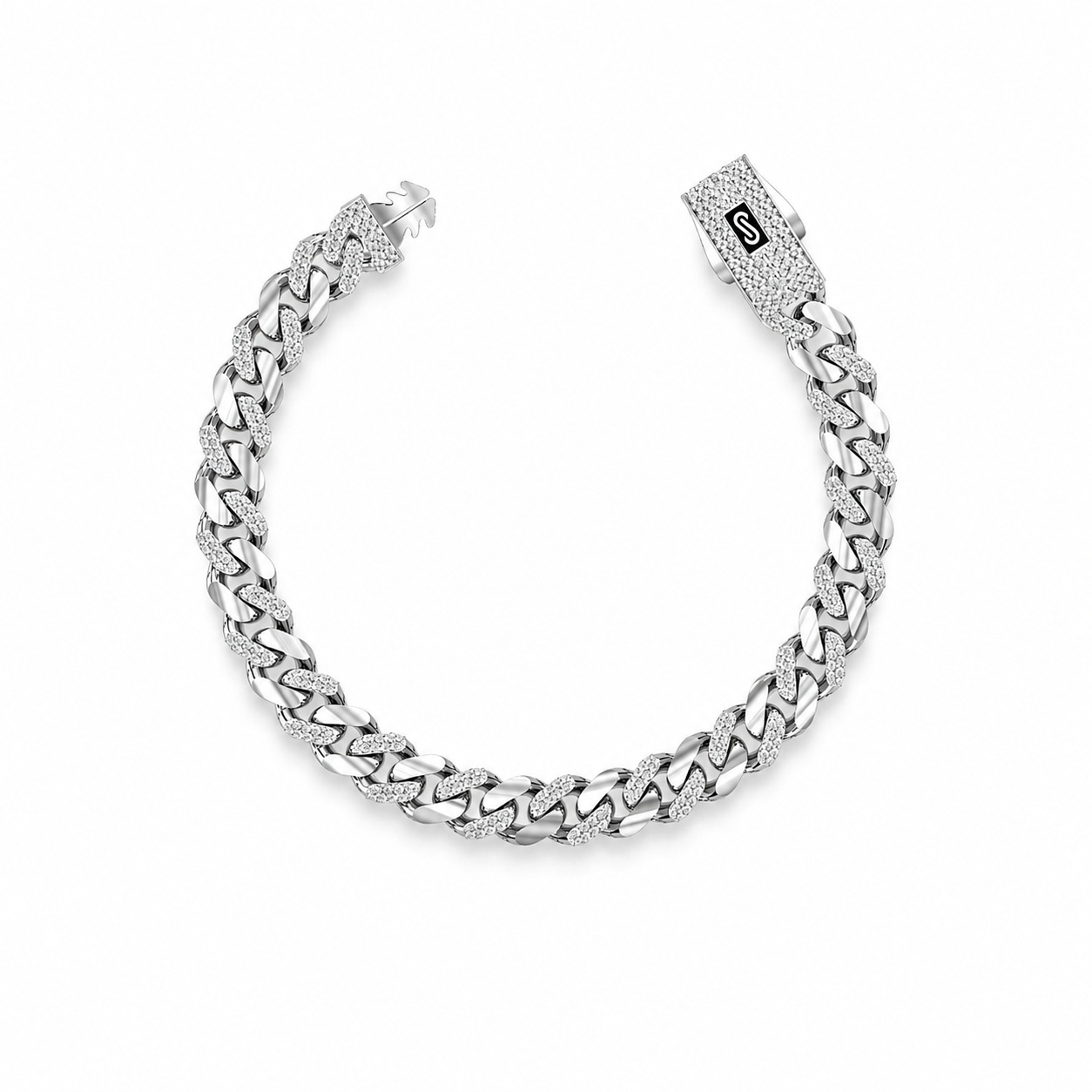 ���� MONACO CHAIN CLASSIC "����" ���� ��� 14K ����� Swarovski - ���� 8 �"� - JB488