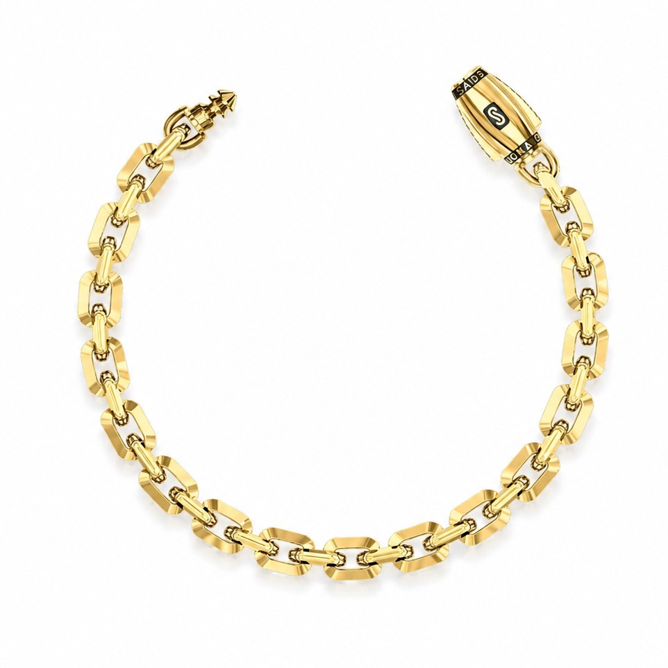 צמיד MONACO CHAIN CAVO JB489 זהב צהוב 14K - רוחב 5 מ"מ צמיד MONACO CHAIN CAVO JB489 זהב צהוב 14K - רוחב 5 מ"מ