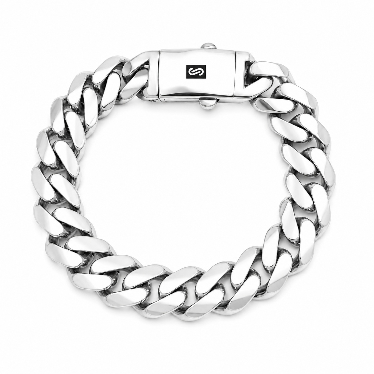 צמיד MONACO CHAIN CLASSIC JB492 זהב לבן 14K - רוחב 13 מ"מ צמיד MONACO CHAIN CLASSIC JB492 זהב לבן 14K - רוחב 13 מ"מ