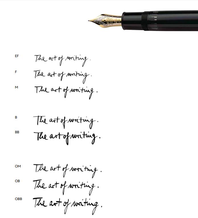עובי ציפורן בעט נובע עובי ציפורן עט נובע Montblanc - Fine Medium Broad